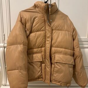 Abercrombie & Fitch Oversized Utility Puffer Tan Jacket Small